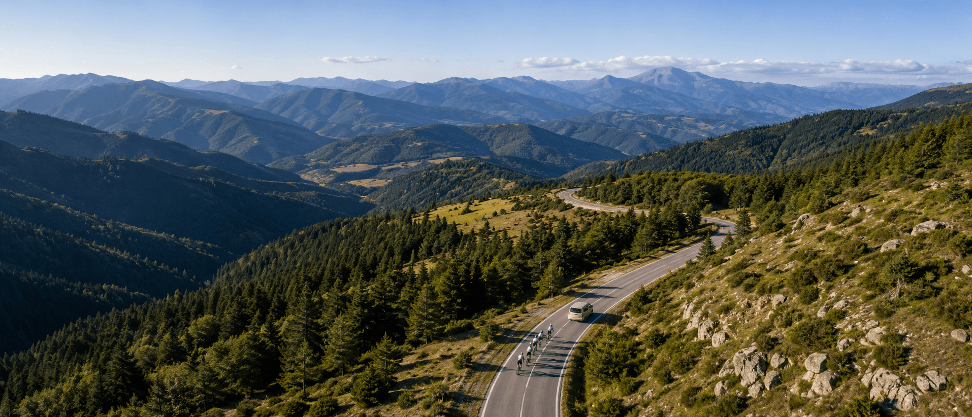 The Rhodope Mountains — open road through the forest